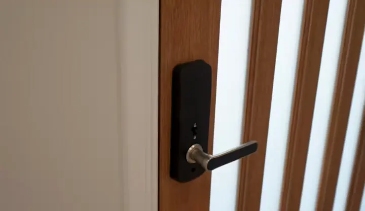 Digital lock on the timber front door, in the Sienna 23 by Oakview Homes